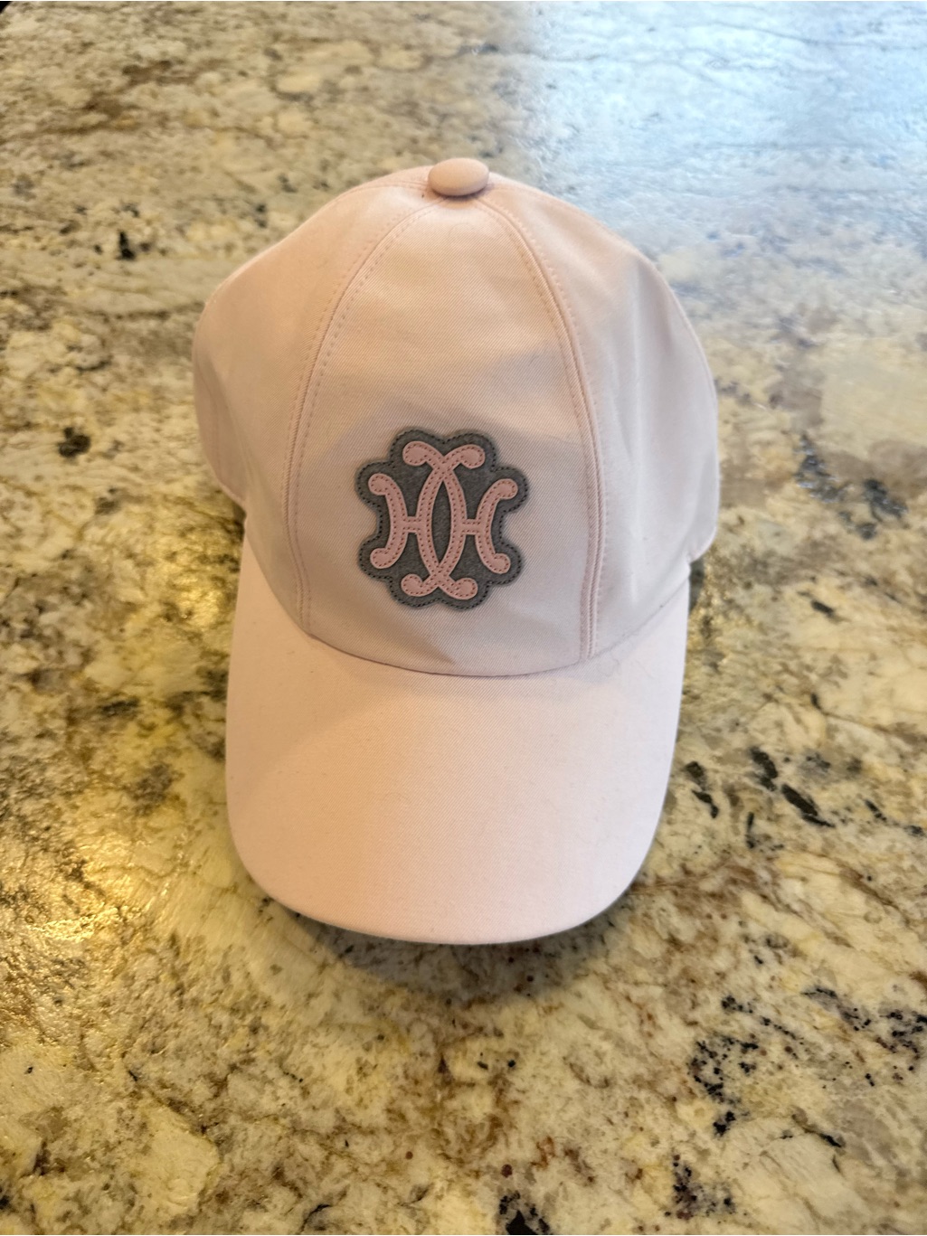 Hermes Pink Baseball Cap With Grey Logo Patch